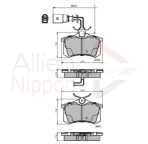 Adb1797 колодки дисковые задние ALLIED NIPPON ADB1797