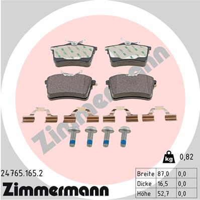 Колодки тормозные зад. citroen peugeot berlingo 1.4 03.2009 - ZIMMERMANN 247651652
