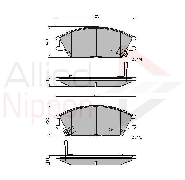 Колодки тормозные передние ALLIED NIPPON ADB3922