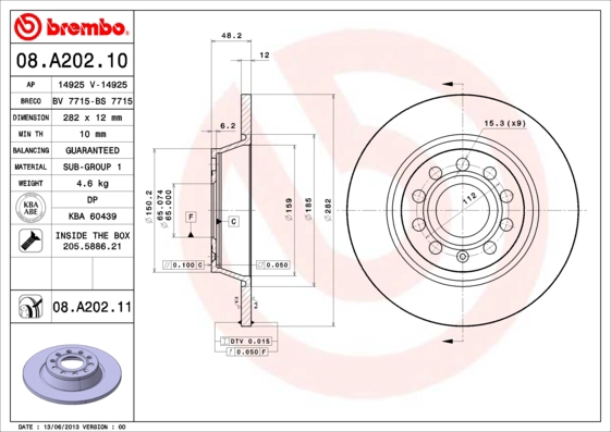 Диск тормозной AP 14925 V