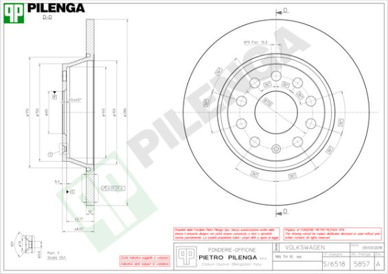 Диск тормозной PILENGA 5857