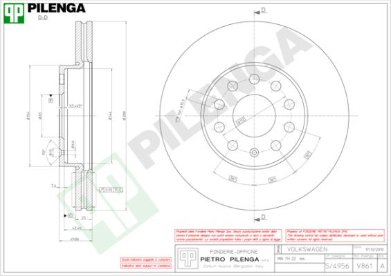 Диск тормозной PILENGA V861