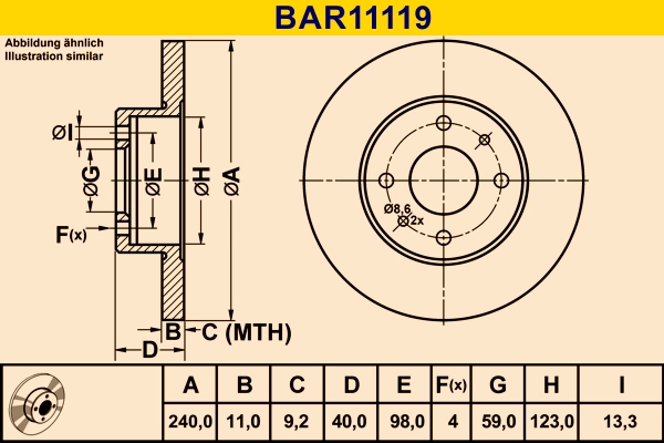 Диск тормозной BARUM BAR11119