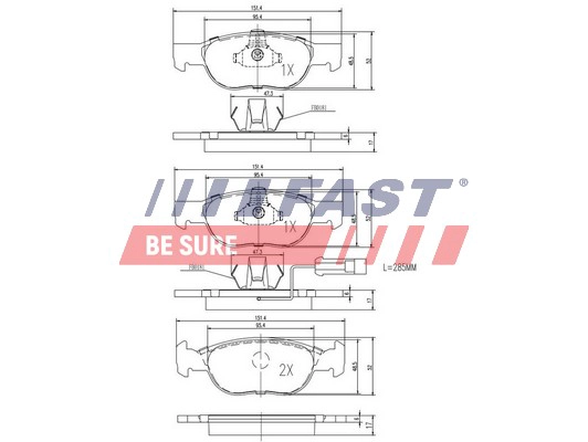 Комплект тормозных колодок дисковый тормоз FAST FT29004