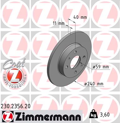 Диск тормозной ZIMMERMANN 230235620