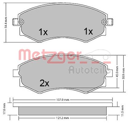 Колодки тормозные дисковые METZGER 1170394