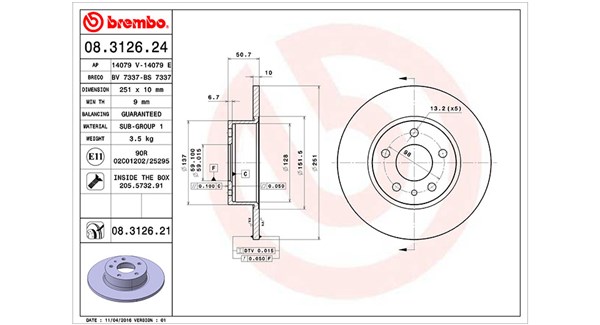 Диск тормозной MAGNETI MARELLI 360406021100