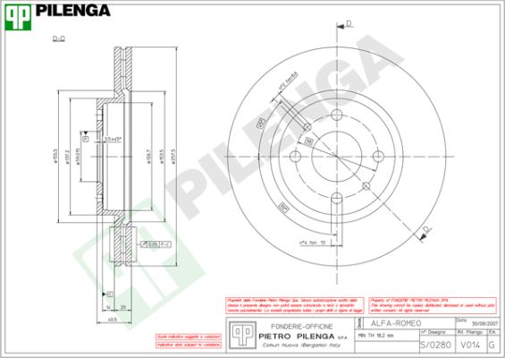 Диск тормозной PILENGA V014