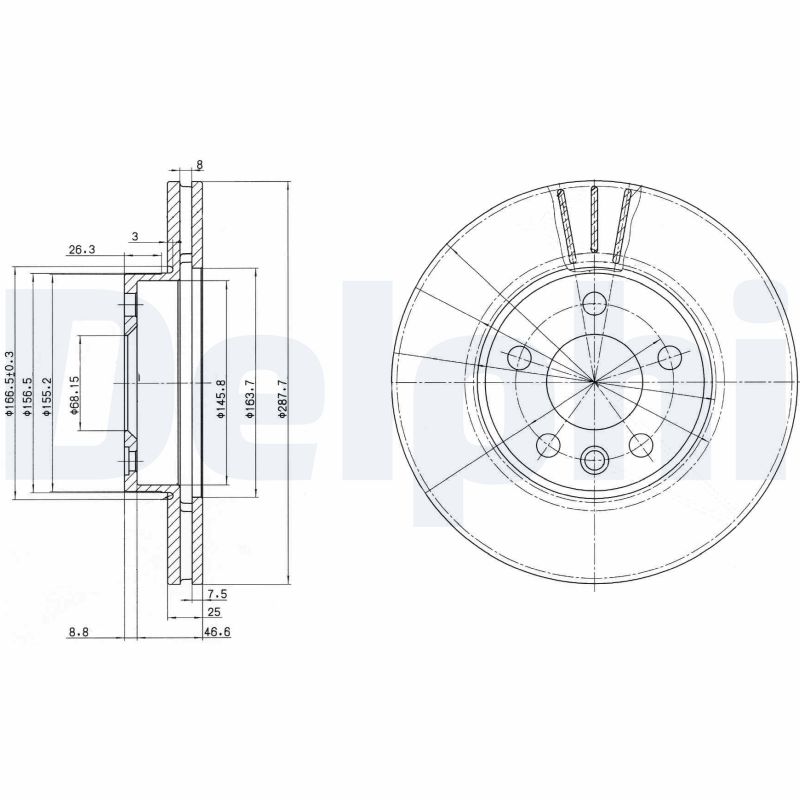 Диск тормозной DELPHI BG3025