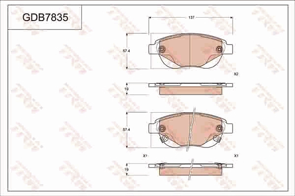 Комплект тормозных колодок дисковый тормоз TRW GDB7835