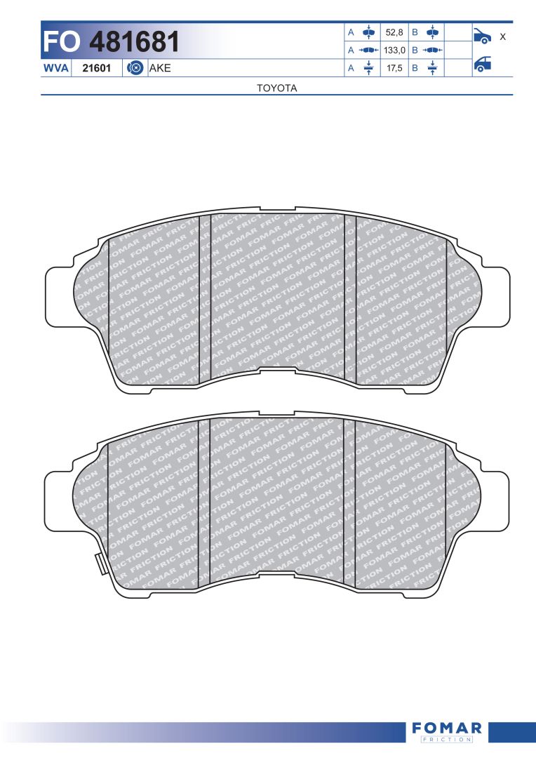 Колодки дисковые п. FOMAR FRICTION FO481681