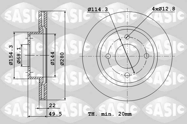 Диск тормозной SASIC 6106043