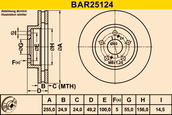 Диск тормозной BARUM BAR25124