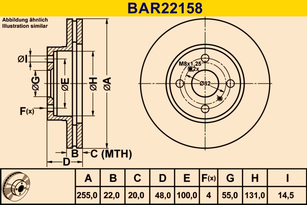 Диск тормозной BARUM BAR22158