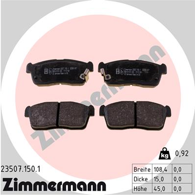 Колодки торм диск. nissan pixo (ua0) 1.0 06.2009- ZIMMERMANN 235071501