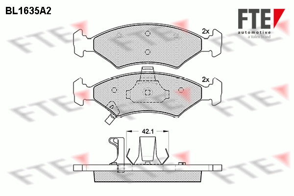 Комплект тормозных колодок дисковый тормоз FTE BL1635A2