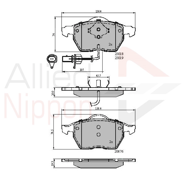 Комплект тормозных колодок дисковый тормоз ALLIED NIPPON ADB11542