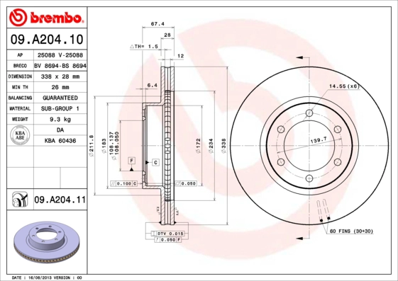 Диск тормозной AP 25088 V