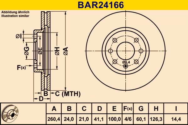 Диск тормозной BARUM BAR24166
