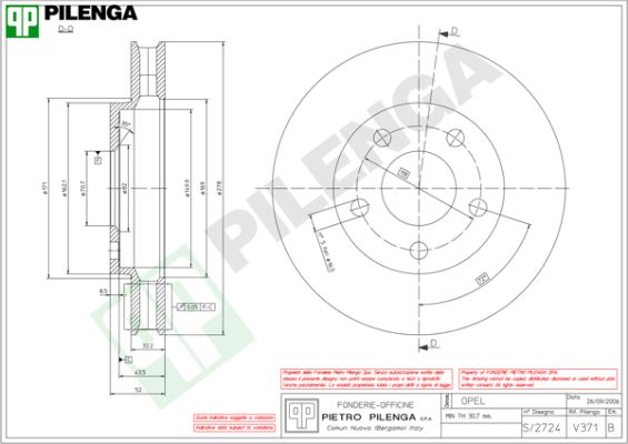 Диск тормозной PILENGA V371