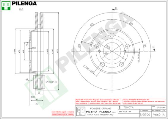 Диск тормозной PILENGA V660
