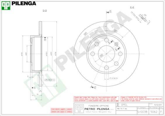 Диск тормозной PILENGA 5062