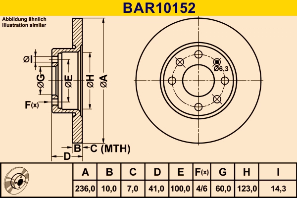 Диск тормозной BARUM BAR10152