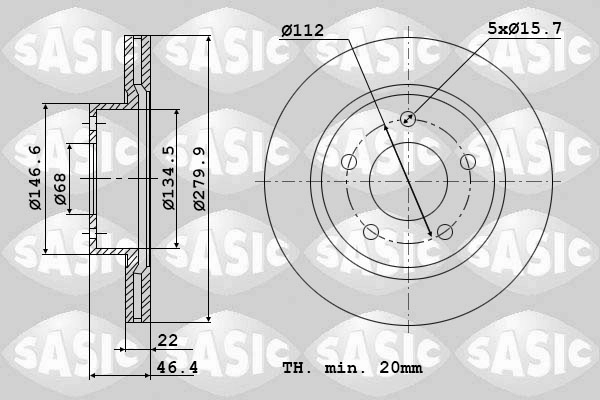 Диск тормозной SASIC 9004886J
