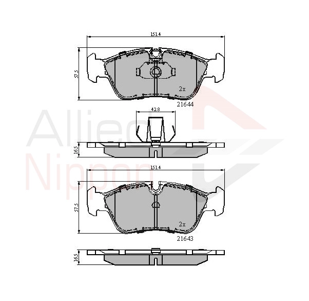 Колодка тормозная дисковая комплект ALLIED NIPPON ADB01023