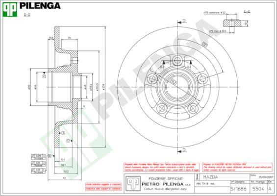 Диск тормозной PILENGA 5504