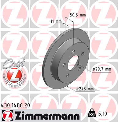 Диск тормозной ZIMMERMANN 430148620