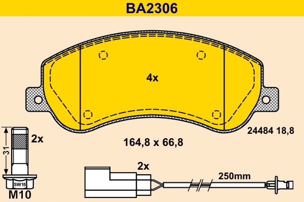 Колодки тормозные дисковые BARUM BA2306