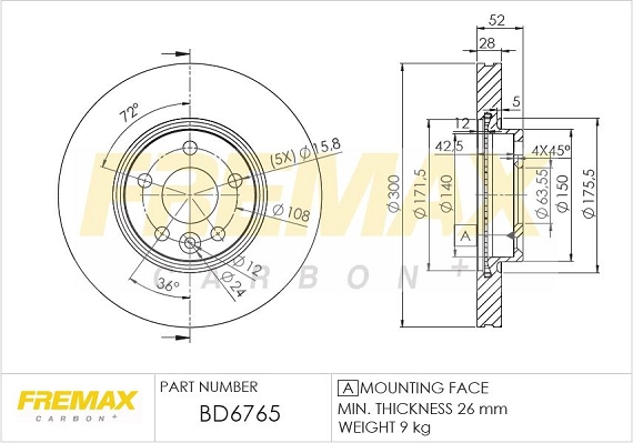 Диск тормозной FREMAX BD-6765