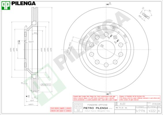 Диск тормозной PILENGA V222