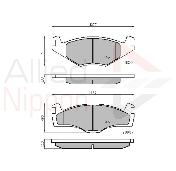 Колодки дисковые ALLIED NIPPON ADB0148