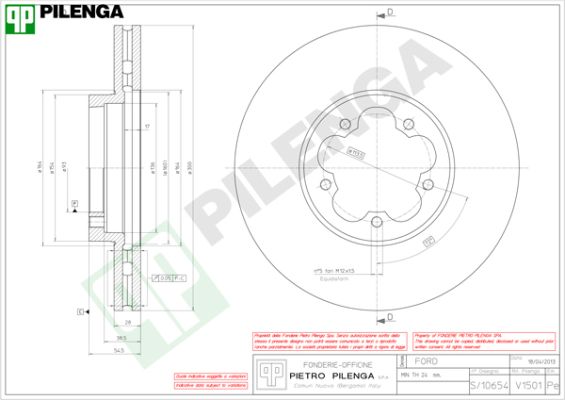 Диск тормозной PILENGA V1501