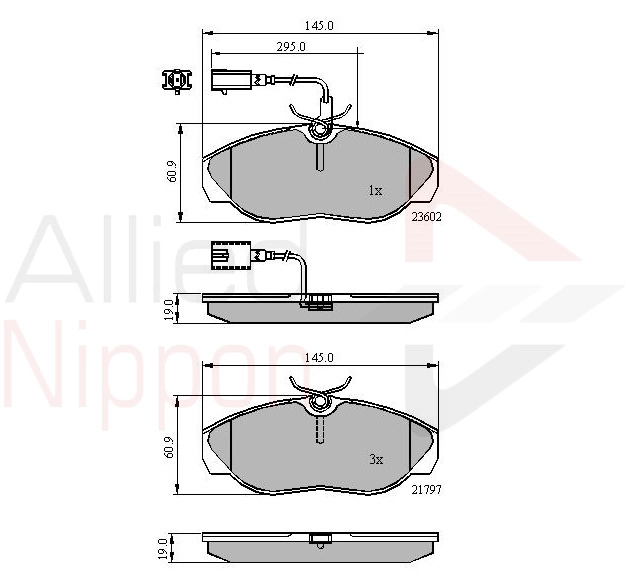 Комплект тормозных колодок дисковый тормоз ALLIED NIPPON ADB11031