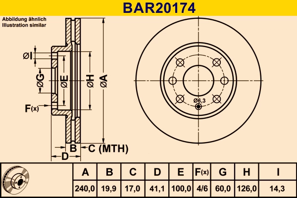 Диск тормозной BARUM BAR20174