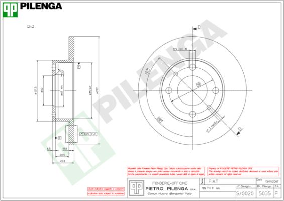 Диск тормозной PILENGA 5035