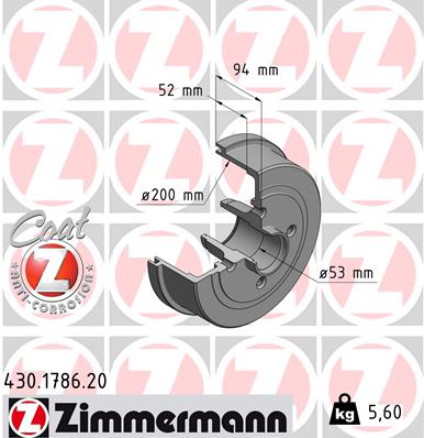 Барабан тормозной ZIMMERMANN 430178620