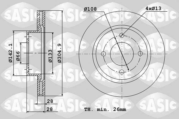 Диск тормозной SASIC 2464V14J