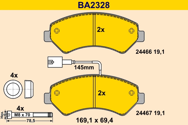 Колодки тормозные дисковые BARUM BA2328