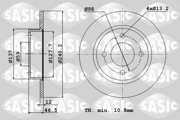 Диск тормозной SASIC 9004381J