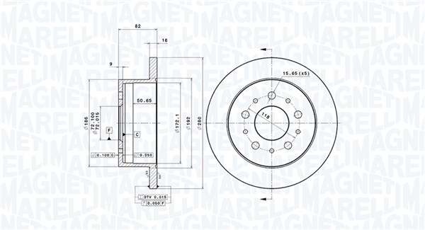 Диск тормозной MAGNETI MARELLI 360406023500