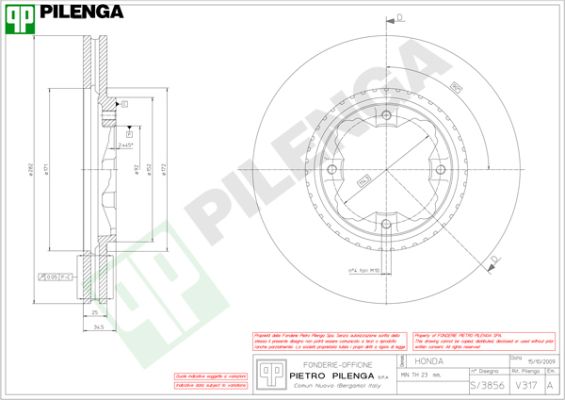 Диск тормозной PILENGA V317