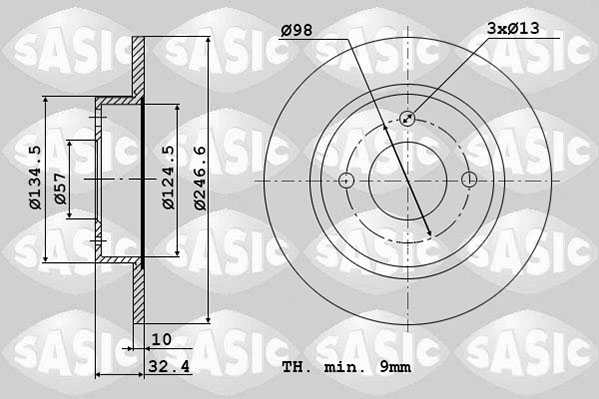 Диск тормозной SASIC 2004285J