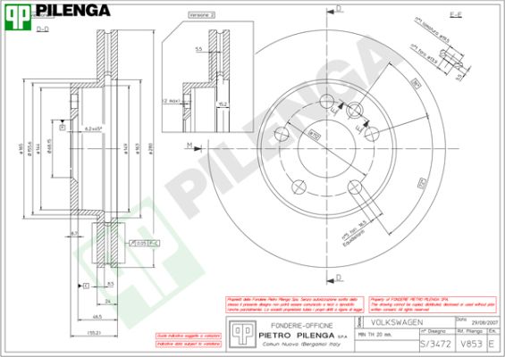 Диск тормозной PILENGA V853