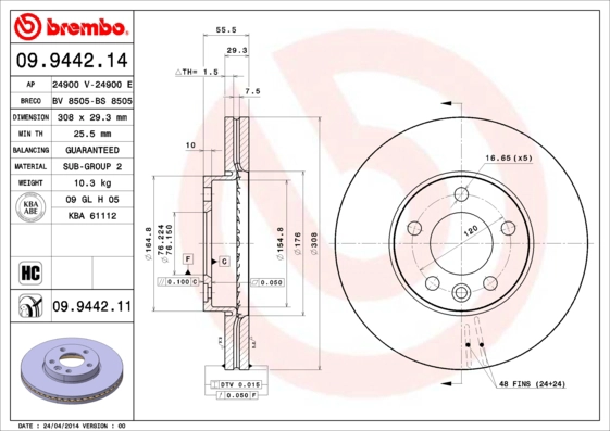 Диск тормозной BRECO BS 8505