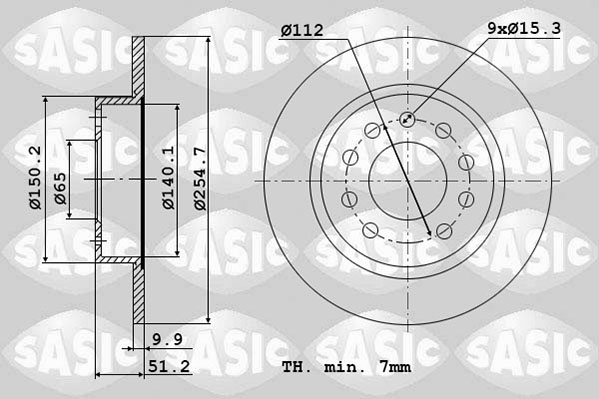Диск тормозной SASIC 6106025