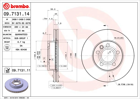 Диск тормозной BRECO BS 8278